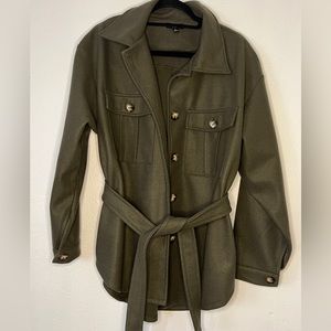 Olive green Fleece Shacket